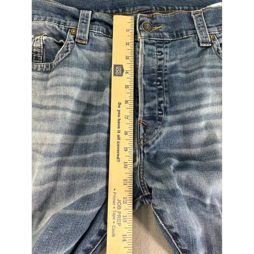 True Religion Jeans Mens 40 Blue Straight Leg Gino Slim Horseshoe Stitching